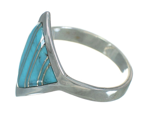 Genuine Sterling Silver And Turquoise Southwestern Jewelry Ring Size 6-3/4 YX70579