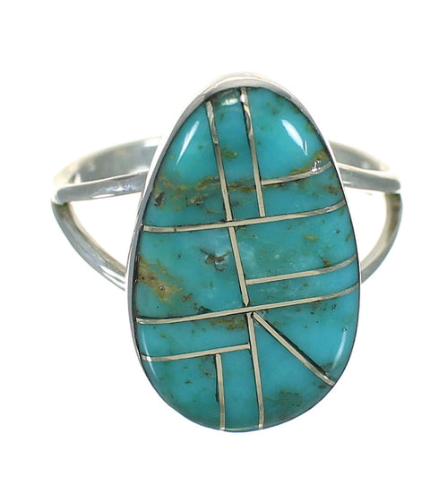 Turquoise And Authentic Sterling Silver Southwestern Jewelry Ring Size 6-1/4 YX70604