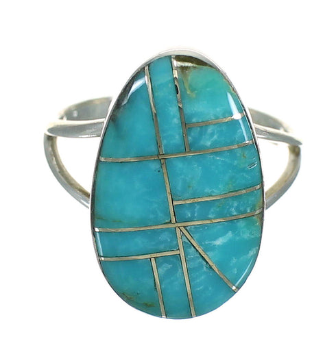 Southwest Turquoise And Genuine Sterling Silver Jewelry Ring Size 5-1/4 YX70612