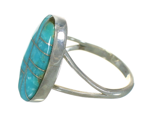 Southwestern Turquoise And Genuine Sterling Silver Jewelry Ring Size 7-1/4 YX70613