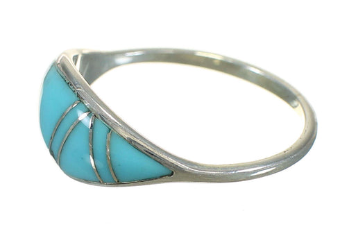 Southwest Silver Turquoise Inlay Ring Size 8-3/4 YX70655