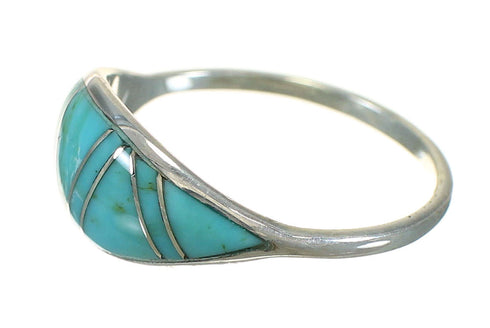 Southwestern Sterling Silver Turquoise Inlay Ring Size 4-3/4 YX70660