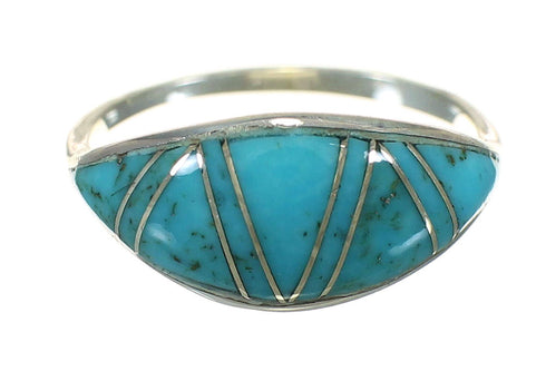 Sterling Silver And Turquoise Inlay Southwestern Ring Size 5 YX70669