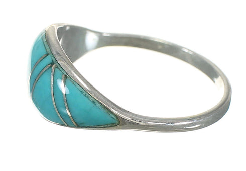 Turquoise Inlay And Silver Southwestern Ring Size 6-1/4 YX70680