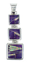 Southwest Magenta Turquoise And Opal Inlay Silver Pendant MX62449
