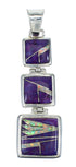 Southwest Magenta Turquoise And Opal Inlay Silver Pendant MX62449
