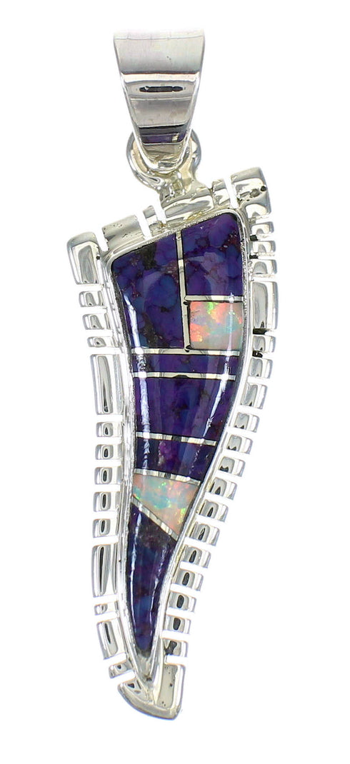 Sterling Silver Opal Magenta Turquoise Inlay Pendant MX62490