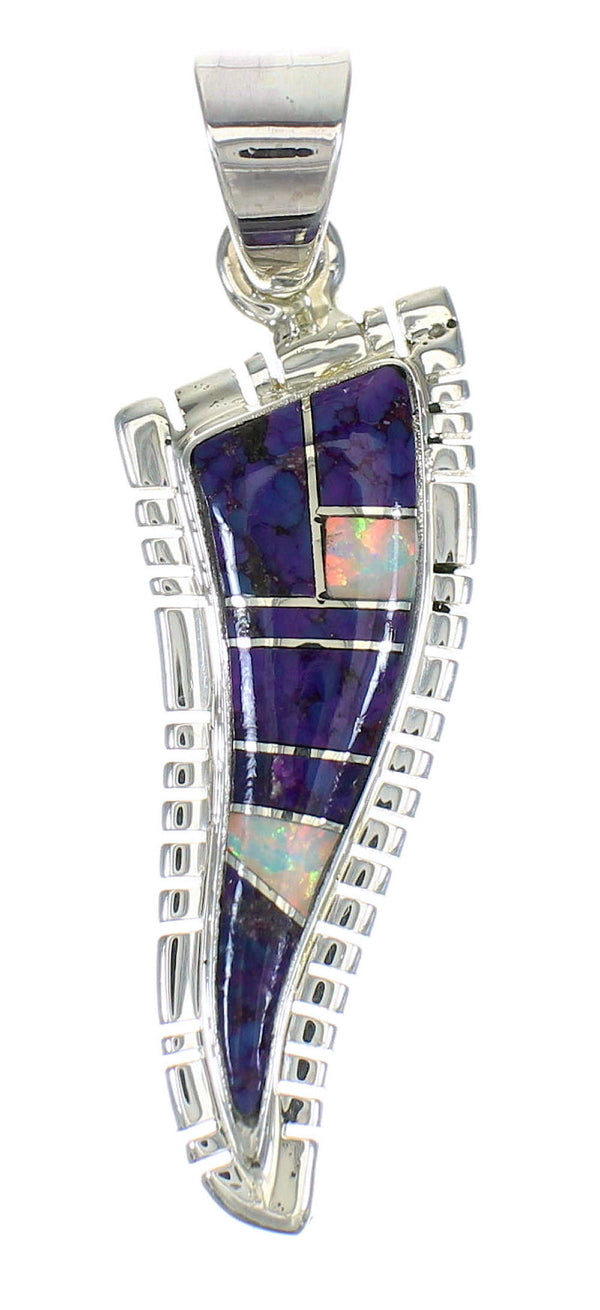 Sterling Silver Opal Magenta Turquoise Inlay Pendant MX62490