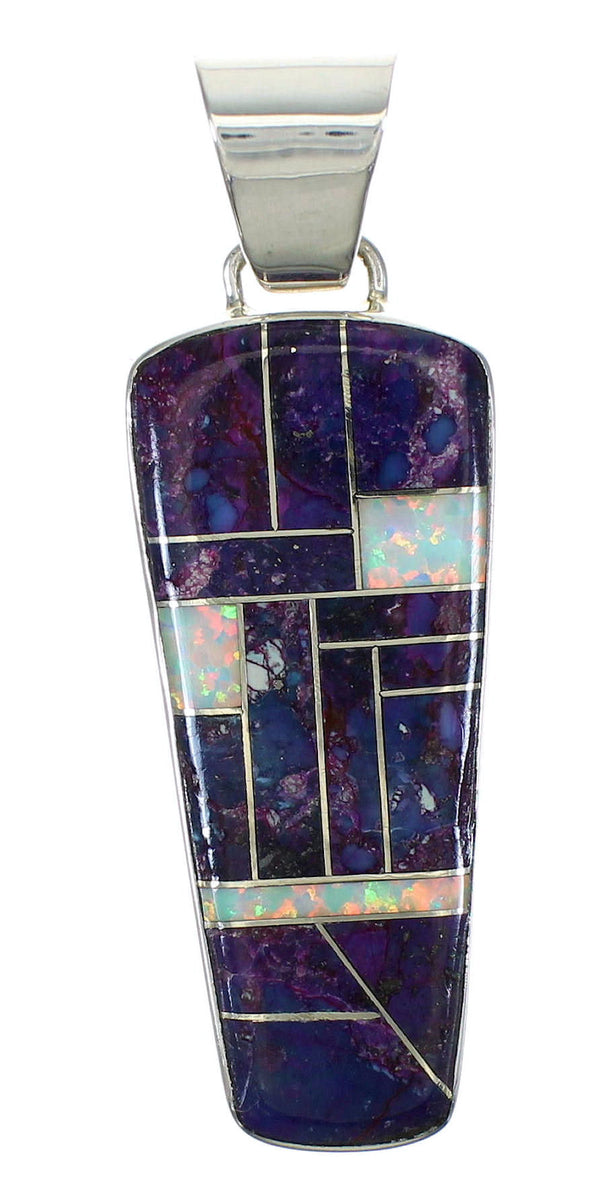 Southwest Silver Opal And Magenta Turquoise Inlay Pendant MX62531