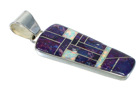 Southwest Silver Opal And Magenta Turquoise Inlay Pendant MX62531