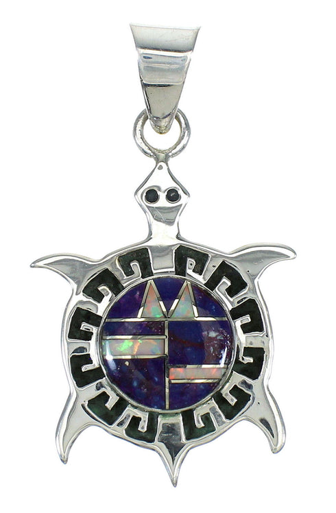Southwest Turtle Silver Magenta Turquoise Opal Inlay Pendant MX62532
