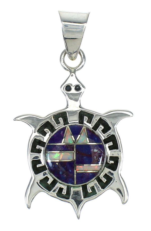 Southwest Turtle Silver Magenta Turquoise Opal Inlay Pendant MX62532