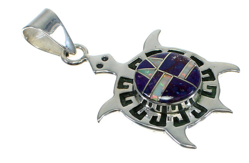 Southwest Turtle Silver Magenta Turquoise Opal Inlay Pendant MX62532