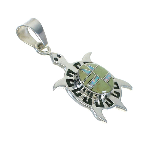 Southwest Turquoise And Opal Turtle Sterling Silver Pendant WX63451