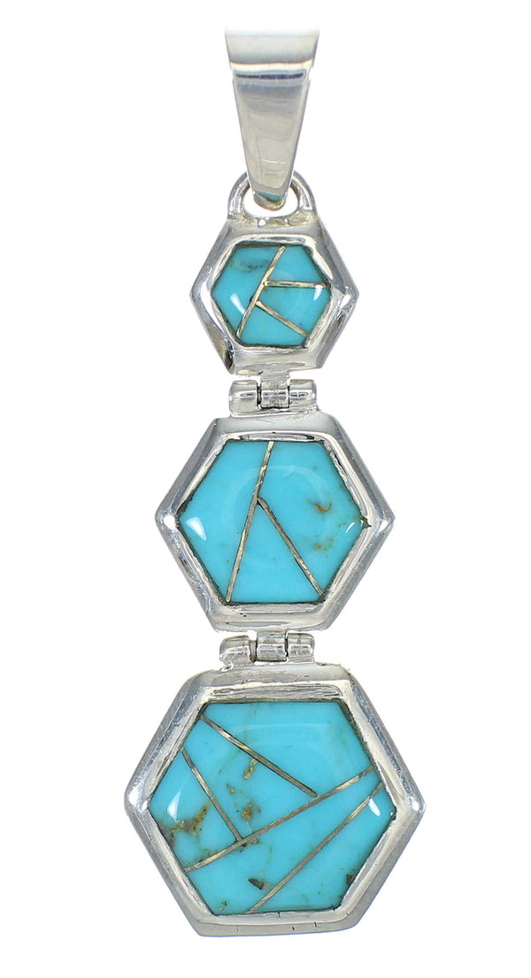 Southwest Genuine Sterling Silver Turquoise Pendant MX63074
