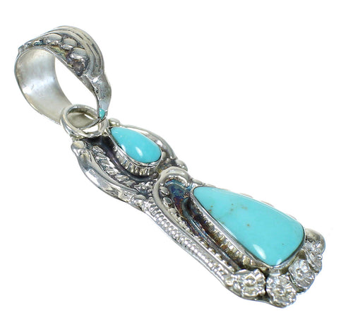Turquoise Southwest Silver Flower Pendant MX63096
