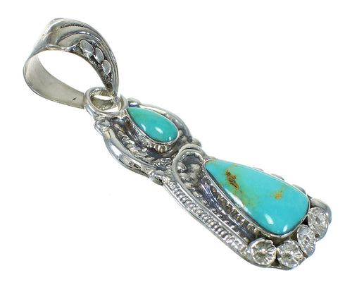 Southwest Genuine Sterling Silver Turquoise Flower Pendant MX63097