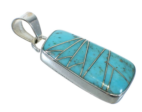Silver Turquoise Inlay Southwest Jewelry Pendant MX63127