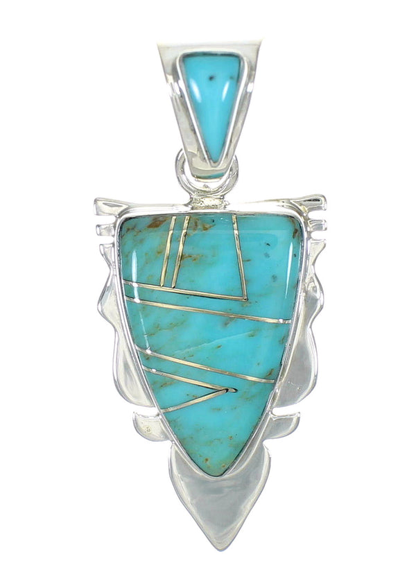 Turquoise Inlay Southwest Silver Pendant MX63141