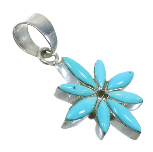 Flower Turquoise Inlay Sterling Silver Pendant MX63156