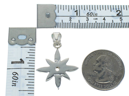 Flower Turquoise Inlay Sterling Silver Pendant MX63156