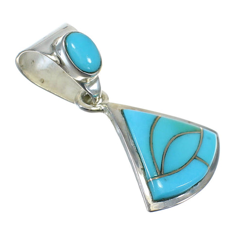 Authentic Sterling Silver Southwest Turquoise Inlay Pendant MX63176
