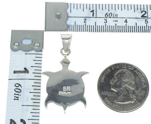 Native American Pueblo Design Silver Multicolor Inlay Turtle Pendant MX64304