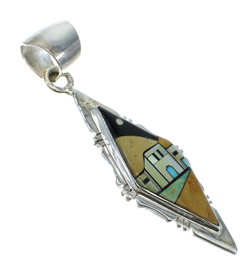 Native American Pueblo Design Silver Multicolor Southwest Pendant MX64323