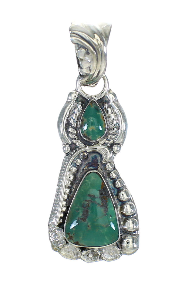 Turquoise Southwest Sterling Silver Flower Pendant MX62702