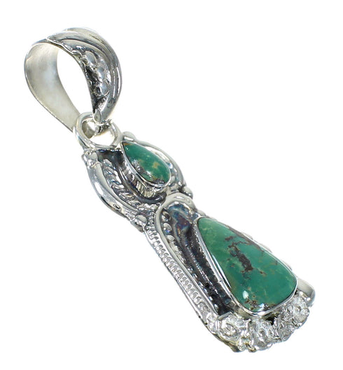 Turquoise Southwest Sterling Silver Flower Pendant MX62702