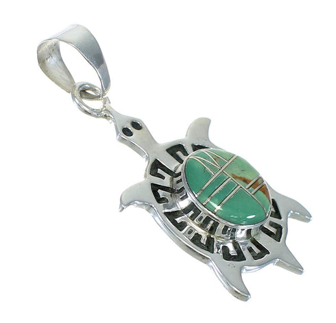 Sterling Silver Turquoise Inlay Turtle Pendant MX62799