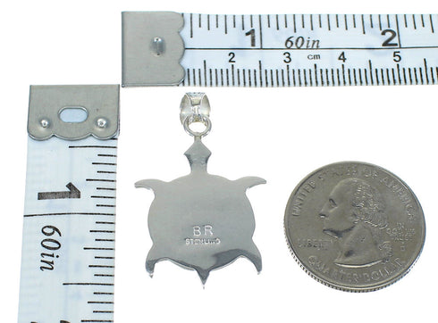 Sterling Silver Turquoise Inlay Turtle Pendant MX62799