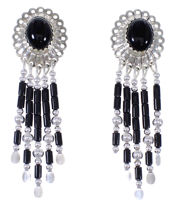 Genuine Sterling Silver Jewelry Onyx Concho Earrings CE5O