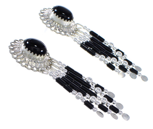Genuine Sterling Silver Jewelry Onyx Concho Earrings CE5O