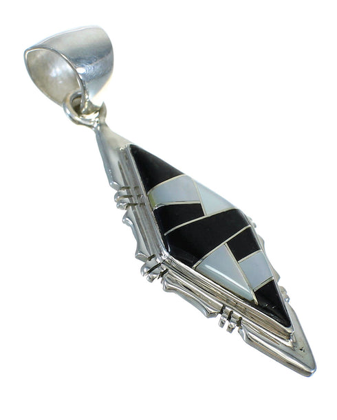 Jet And Mother Of Pearl Sterling Silver Pendant MX62565