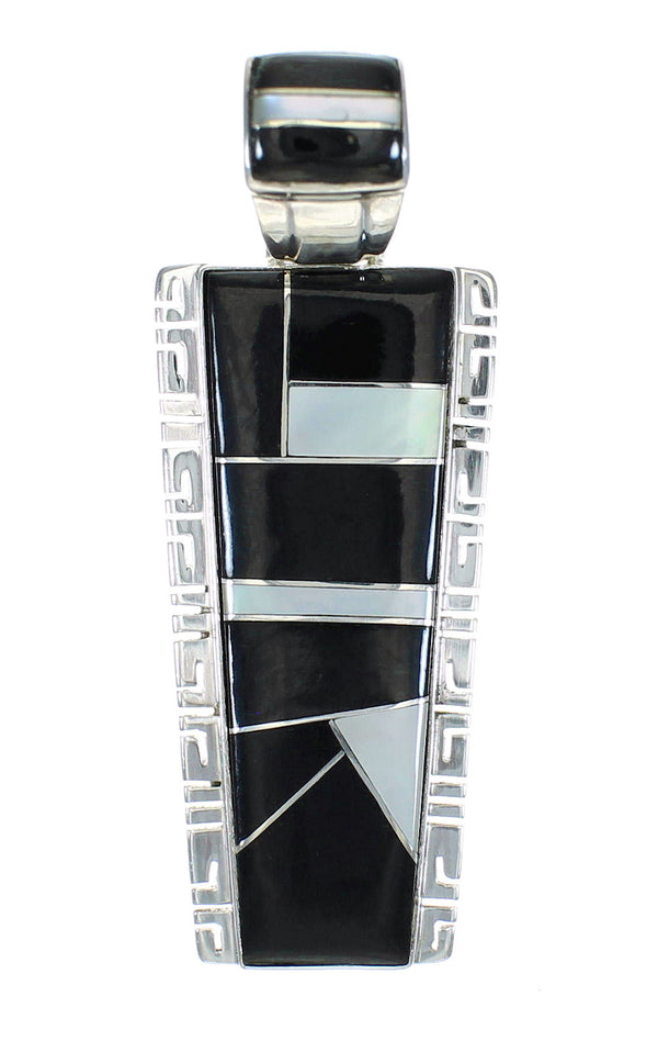 Mother Of Pearl And Jet Sterling Silver Pendant MX62571