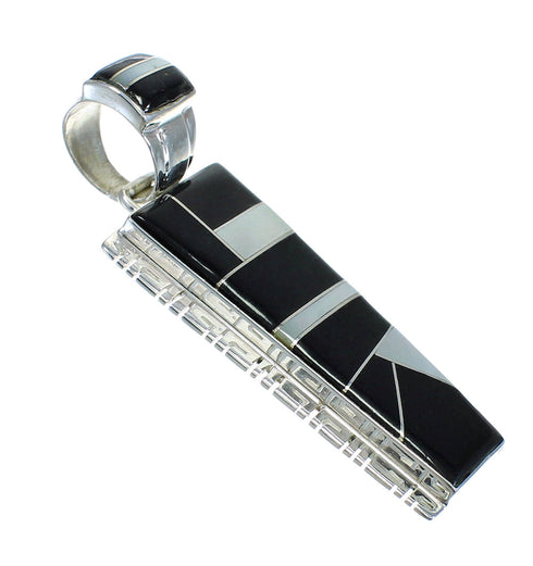 Mother Of Pearl And Jet Sterling Silver Pendant MX62571