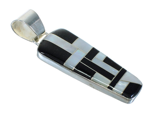 Southwest Mother Of Pearl And Jet Sterling Silver Pendant MX62574