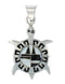 Sterling Silver Mother Of Pearl And Jet Turtle Pendant MX62580
