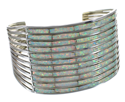 Genuine Sterling Silver And Opal Zuni Cuff Bracelet VX64665
