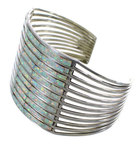 Genuine Sterling Silver And Opal Zuni Cuff Bracelet VX64665