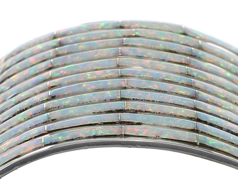 Genuine Sterling Silver And Opal Zuni Cuff Bracelet VX64665
