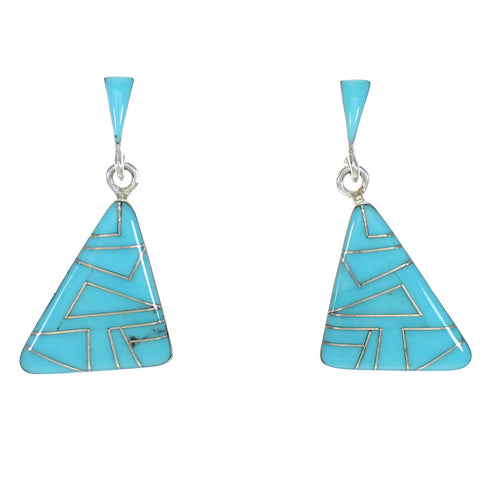 Southwest Sterling Silver Turquoise Post Dangle Earrings MX63273