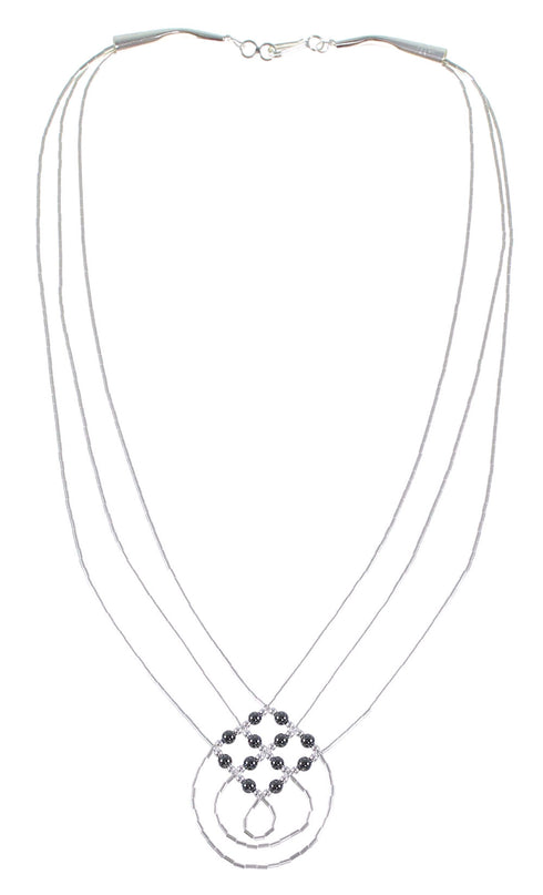 Hematite Liquid Sterling Silver Basket Weave Necklace RX64919