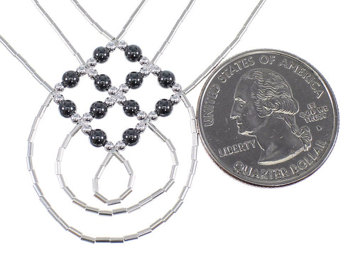 Hematite Liquid Sterling Silver Basket Weave Necklace RX64919