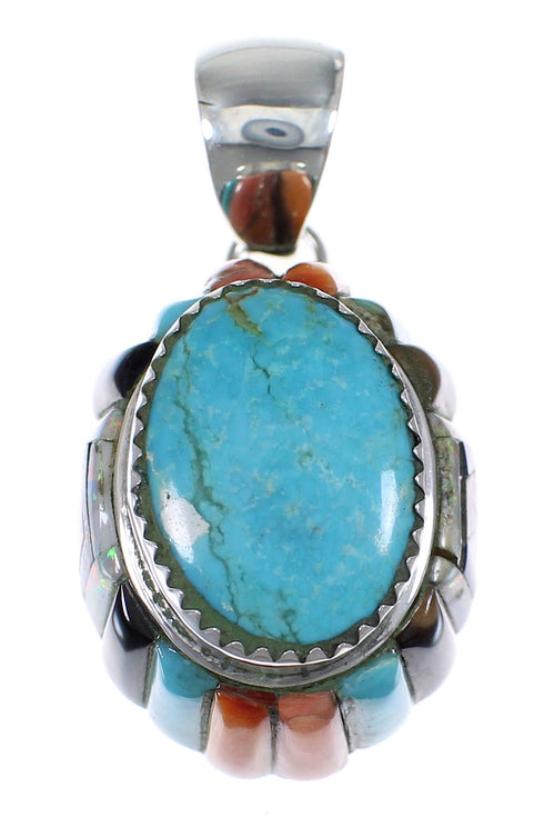 Sterling Silver And Multicolor Inlay Pendant VX64427