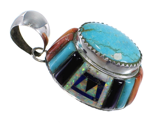 Sterling Silver And Multicolor Inlay Pendant VX64427