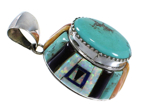Southwest Authentic Sterling Silver And Multicolor Inlay Pendant VX64433