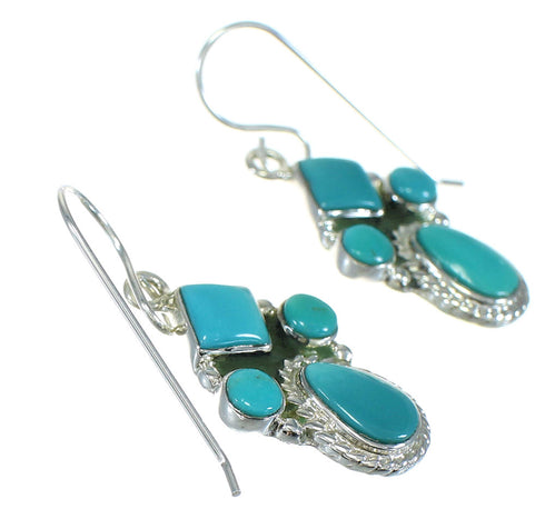 Sterling Silver And Turquoise Southwest Hook Dangle Earrings MX63437