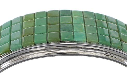 Heavy Sterling Silver Turquoise Inlay Cuff Bracelet Jewelry VX63348